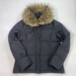 Prana Jasmine Gray Winter Down Jacket Faux Fur Collar Women X-Large